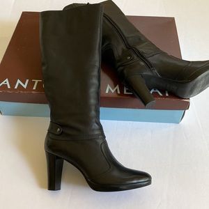GENUINE LEATHER ANTONIO MELANI Black Canter Knee High Boots